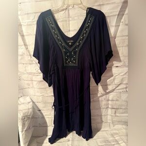 Navy Blue Flutter Dress